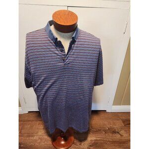Bolle Golf Men's Polo Shirt Size Large 60's 2-Ply Mercerized BLUE Striped